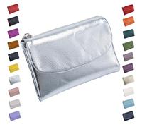 Unisex Pebble Leather Wallet,Small Wallets for Women,Genuine Leather Coin Purse,with Credit Card Holder, Coin Holder and Cash Slots,Wallets for Men and Women (Silver)