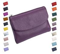 Unisex Pebble Leather Wallet,Small Wallets for Women,Genuine Leather Coin Purse,with Credit Card Holder, Coin Holder and Cash Slots,Wallets for Men and Women (Purple-4)