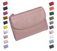 Unisex Pebble Leather Wallet,Small Wallets for Women,Genuine Leather Coin Purse,with Credit Card Holder, Coin Holder and Cash Slots,Wallets for Men and Women (Pink)