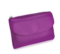 Unisex Pebble Leather Wallet, Small Wallets for Women with Credit Card Holder and Money Clip for Coins and Cards, Unisex Soft Pebble Leather Wallet (Bright Purple)