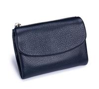 Unisex Pebble Leather Wallet, Small Wallets for Women with Credit Card Holder and Money Clip for Coins and Cards, Unisex Soft Pebble Leather Wallet (Dark Blue)