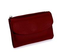 Unisex Pebble Leather Wallet, Small Wallets for Women with Credit Card Holder and Money Clip for Coins and Cards, Unisex Soft Pebble Leather Wallet (Deep red)
