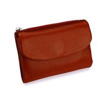 Unisex Pebble Leather Wallet, Small Wallets for Women with Credit Card Holder and Money Clip for Coins and Cards, Unisex Soft Pebble Leather Wallet (Brick red)