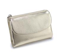 Unisex Pebble Leather Wallet, Small Wallets for Women with Credit Card Holder and Money Clip for Coins and Cards, Unisex Soft Pebble Leather Wallet (Gold)