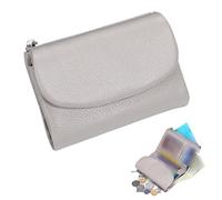 Unisex Pebble Leather Wallet - Soft Pebbled Leather Bifold Design with Multiple Card Slots, Secure Coin Pocket & Slim Profile, Minimalist Wallet for Daily Use, Travel, and Gifts(Gray)