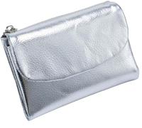 Unisex Pebble Leather Wallet - Soft Pebbled Leather Bifold Design with Multiple Card Slots, Secure Coin Pocket & Slim Profile, Minimalist Wallet for Daily Use, Travel, and Gifts(Silver)
