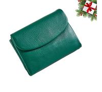 Unisex Pebble Real Leather RFID Wallet, Short Genuine Leather Coin and Card Wallet, Soft Pebble Leathers Wallets for Women(Green)