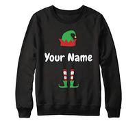 Unisex Personalised Elf Sweatshirt Sweatshirt - Personalised Christmas Jumper for Men Women Kids - Create Your own elf Name, S, Black