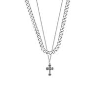 Unisex Personalized Street Rap Trend Chain Cross Pendant Necklace Men's Hip Hop Cuba Double Layer Neckchain Accessories fashion gifts