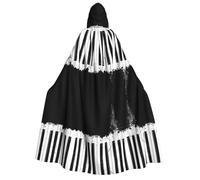 Unisex Piano Print Hooded Cloak Halloween Christmas Costume Party Cosplay