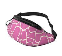 Unisex Pink Giraffe Texture Print Belt Bag, Adjustable Strap Waist Bag Crossbody Bag for Travel Hiking Sports