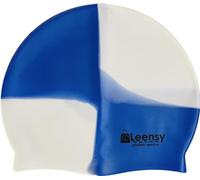 Unisex Plain Moulded Silicone Swimming Cap, Comfortable and Durable Swim Hats Designed in the UK (White + Royal Blue)
