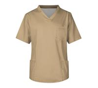Unisex Plain Smart Scrubs Top Nurse V Neck Top Doctors Scrubs Costume Classic Solid Colorv Neck Short Sleeve Scrub Tops with 3 Pockets Scrub Tops Unisex Navy (Light Brown, XXL)