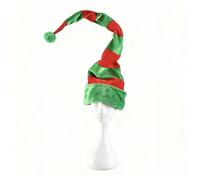 Unisex Plush Christmas Elf Hat - Long Striped, Soft Fabric, One Size Fits Most, Festive Xmas Headwear for Party/Photo Prop/Family Gathering