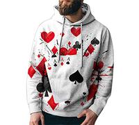 Unisex Poker Hoodie Men Poker A Pattern Hooded Sweatshirt Funky Casual Long Sleeve Pullover Top Streetwear