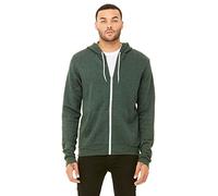 Unisex Poly-Cotton Fleece Full-Zip Hoodie - Heather Forest - L
