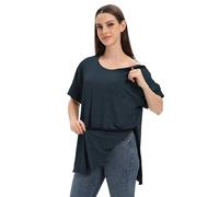 Unisex Post Shoulder Surgery Shirts for Men Rotator Cuff Chest Recovery Shirt Women Full Snap Access Dialysis Chemo Clothing, Navy, XS