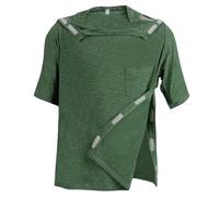 Unisex Post Shoulder Surgery Shirts Recovery Tear Away Short Sleeve Chemo Clothing with Stick On Fasteners, Convenient, Olive Green, XL