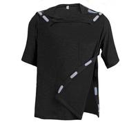 Unisex Post Shoulder Surgery Shirts Recovery Tear Away Short Sleeve Chemo Clothing with Stick On Fasteners, Convenient, Black, L