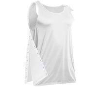 Unisex Post Shoulder Surgery Tank Tops, Side Snap Access Tear Way Sleeveless Shirts, Recovery Tear Away T-Shirt, White, M