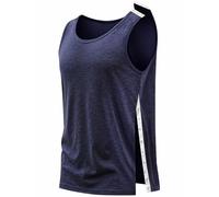 Unisex Post Shoulder Surgery Tank Tops, Side Snap Access Tear Way Sleeveless Shirts, Recovery Tear Away T-Shirt, Dark Blue, S