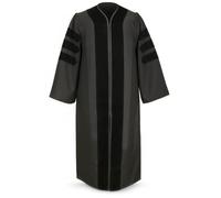 Unisex Premium Doctoral Graduation Robe - PhD University Gown, Black, 5'0"-5'2"