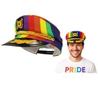 Unisex Pride Yacht Captain Hat - Rainbow Party Costume Accessories - Parade & Festival Captain Hats, Adjustable