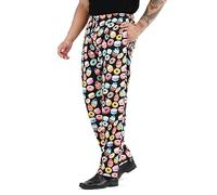 Unisex Printed 100% Cotton Men Women Chef Cook Pants Trouser with Draw String for Food Service, Bakers and Culinary Professional (Large, Donut Print)