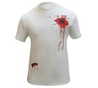 Unisex Printed Heart Whole Scary White T Shirt Adults Halloween Fancy Party Tees Top T Shirt (White Large)