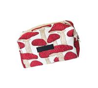 Unisex Printed Makeup Bag with Multiple Compartments and Vibrant Colors Cosmetic Bag Fit Different Season Outfits Mushroom Makeup Unisex Toiletry Cosmetics Case Large Capacity Case Trendy Printed, Red