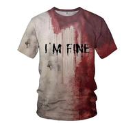 Unisex Problem Solved Shirt, I'm Fine T Shirt, Im Fine Halloween Horror Clothes, Men Women Horror Tshirts Funny Shirts (UK, Alpha, 3XL, Regular, Regular, I'm Fine Bloody)