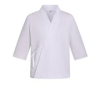 Unisex Professional Chef Jacket Short Sleeve Japanese-style Kitchen Coat (White, M)
