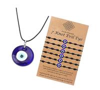 Unisex Protective Devil Eye Pendant Blue Designs Braided Cord Necklace Combo for Fortunes Charm Devil Set, One Size, as described, as described