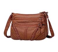 Unisex PU Black Quilted Crossbody Bag with Layered Front Zip Pockets | This compact rectangular shoulder bag has quilted panels and several horizontal zip pockets layered across the front for a
