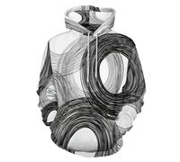 Unisex Pullover Hoodie, Full 3D Printed Retro Circles Graphic Sweatshirt, Breathable Novelty Geometry Lines Streetwear Drawstring Pullover with Pockets for Men Women 4XL