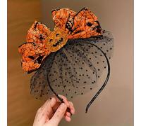 Unisex Pumpkin Headband - Adjustable Halloween Hair Accessory with Spider-Web Bow, Vibrant Orange Fall Festival & Costume Party Hair Decor