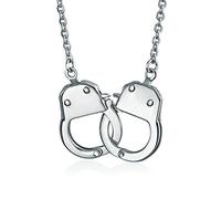 Unisex Punk Rocker Biker Jewelry Large Handcuff Statement Necklace Stainless Steel Pendant For Men Women 22 Inch