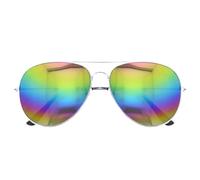 Unisex Rainbow Mirrored Reflective Framed Police Pilot Mirror Sunglasses