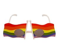 Unisex Rainbow Stripe Gay Pride Novelty Sunglasses, Flag Design, White Frame