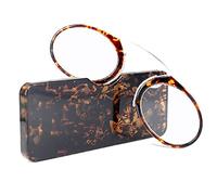 Unisex Reading Glasses Compact Visual Aid Mini Nose Clip Non-Wired Reading Glasses Non-Slip Reading Aid Always at Hand (Leopard + 2.5)