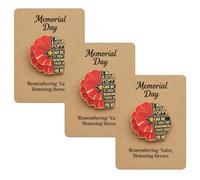 Unisex Red Friday Brooch Pin, Remember Everyone Deployed Memorial Poppy Lapel Pin, Patriotic Military Support Badge for Hats Jackets Bags, Veterans Day Memorial Day Awareness Pin (3PCS)