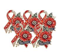 Unisex RED Friday Exquisite Brooch - Patriotic Ribbon & Remembrance Lapel Pin, Remember Everyone Deployed Keepsake Badge Support Gift for Veteran Families Military Spouses Suits (5PC)