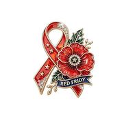 Unisex RED Friday Exquisite Brooch - Patriotic Ribbon & Remembrance Lapel Pin, Remember Everyone Deployed Keepsake Badge Support Gift for Veteran Families Military Spouses Suits (1PC)