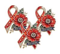 Unisex RED Friday Exquisite Brooch - Patriotic Ribbon & Remembrance Lapel Pin, Remember Everyone Deployed Keepsake Badge Support Gift for Veteran Families Military Spouses Suits (3PC)