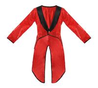 Adults Red Sequin Tailcoat Fancy Dress - XSmall - Long Tailed Jacket With Red Sequins and Black Lapels - Perfect for Charity Events, Dance Shows, Performances and Other Fancy Dress Events