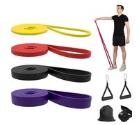 Unisex Resistance Bands Set 4 Different Levels Exercise Bands with Door Anchor, Pull Up Bands for Calisthenics, Bodyweight Training, Muscle Toning, Yoga, Stretch Mobility, 5-85lbs