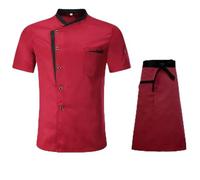 Unisex Restaurant Kitchen Chef Uniform Shirt Short/Long Sleeves Chef Jacket Works Clothes-Jacket Apron_a-S