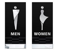 Unisex Restroom Signs, Acrylic Men's and Women's Toilet Signs Bathroom Sign Decor Figure Set Restroom(Silver,Men and Women)