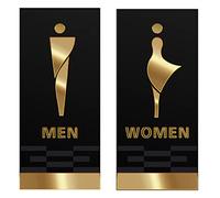 Unisex Restroom Signs, Acrylic Men's and Women's Toilet Signs Bathroom Sign Decor Modern Restroom Signage(Gold,Men and Women)