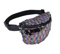 Unisex Retro Bum Bag Bright Rainbow Sequin Pattern Festival Camping New
